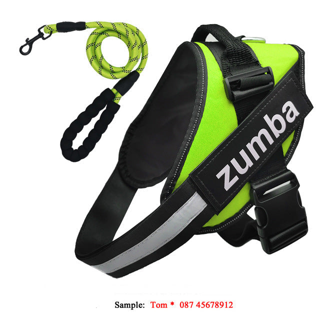 Personalized Reflective Breathable Adjustable Dog Harness and Leash Set - Pets Crazy Shops