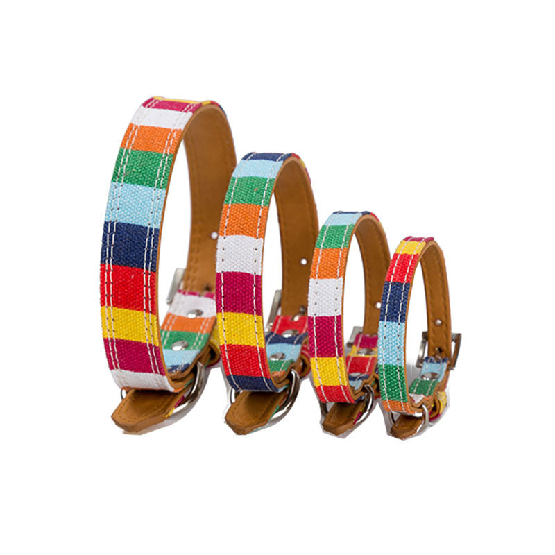 Leather Pet Dog collar Designer perro Collar Size S M L Leather Plain collar for big small dog Colorful Rainbow pu Dog collar - Pets Crazy Shops