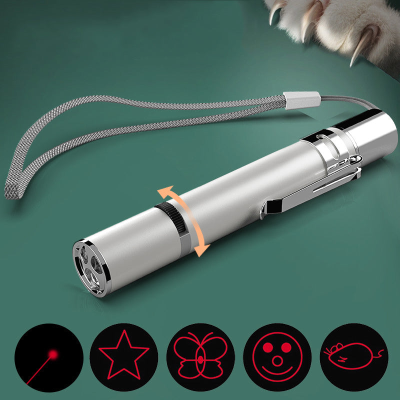 Laser Pointer Cat Toy, Red Dot LED Light Pointer Interactive Toys Indoor Cats Dogs, Long Range 5 Modes Lazer Projection Playpen For Kitten Outdoor Pet Chaser Tease Stick Training Exercise,USB Recharge - Pets Crazy Shops