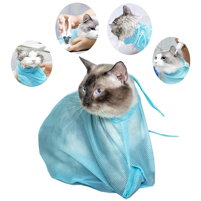 Pet Soft Cat Grooming Bag Adjustable Multifunctional Polyester Cat Washing Shower Mesh Bags Pet Nail Trimming Bags - Pets Crazy Shops