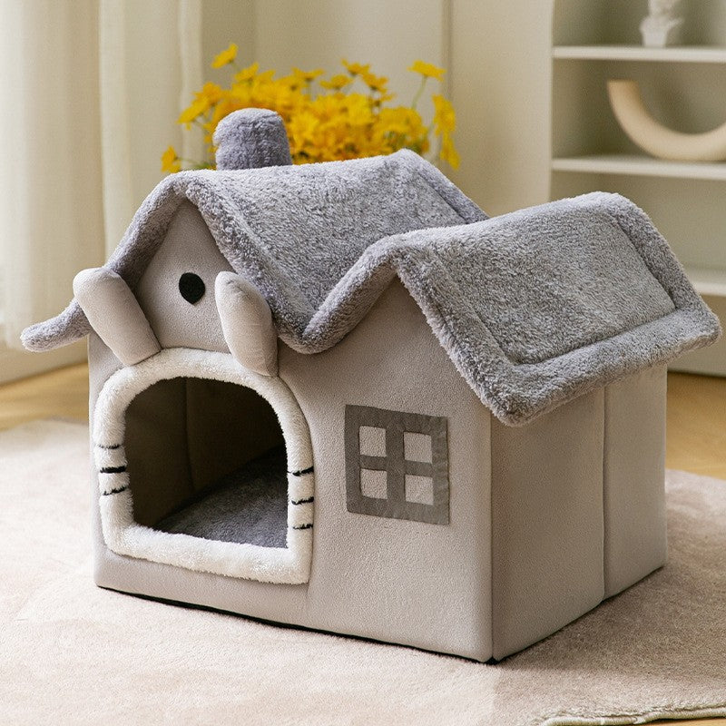 Foldable Dog House Pet Cat Bed Winter Dog Villa Sleep Kennel Removable Nest Warm Enclosed Cave Sofa Pets Supplies - Pets Crazy Shops