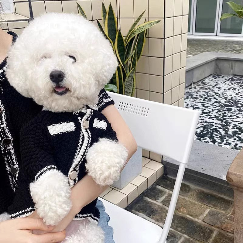 Dog Striped Knitted Sweater Cardigan Clothing - Pets Crazy Shops