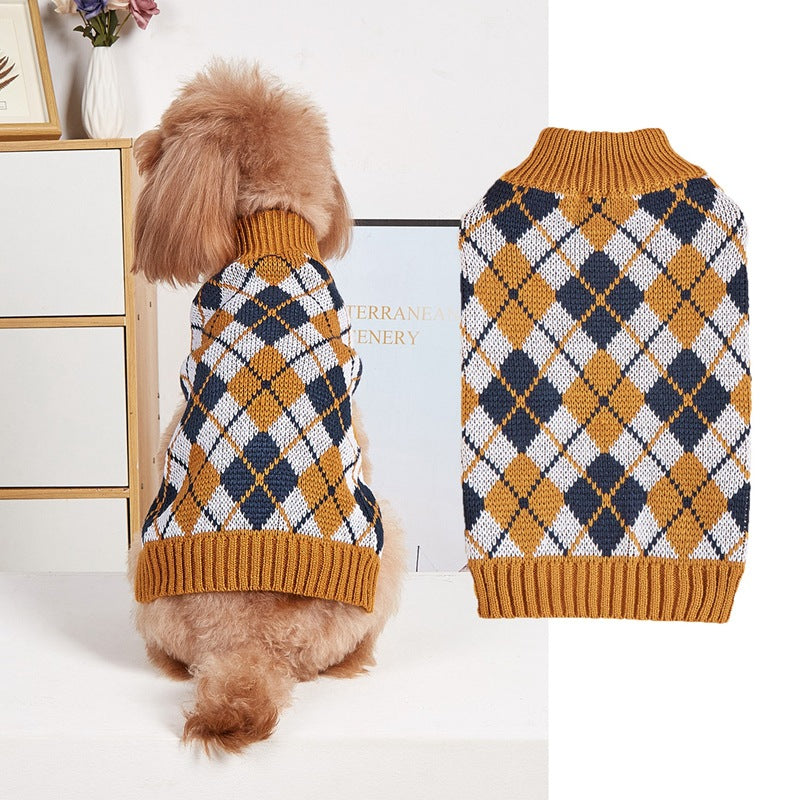 Thanksgiving Pet Clothes Lapel Retro Plaid Contrast Color - Pets Crazy Shops