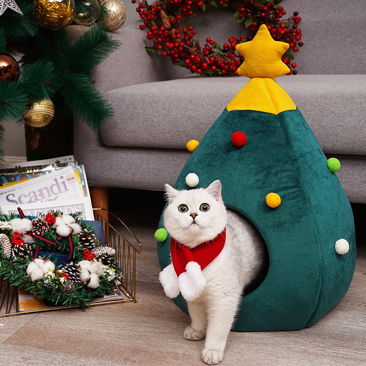 Pet Christmas Tree Cat Cat Bed Cat Mat Kennel Felt Litter Cat Supplies - Pets Crazy Shops