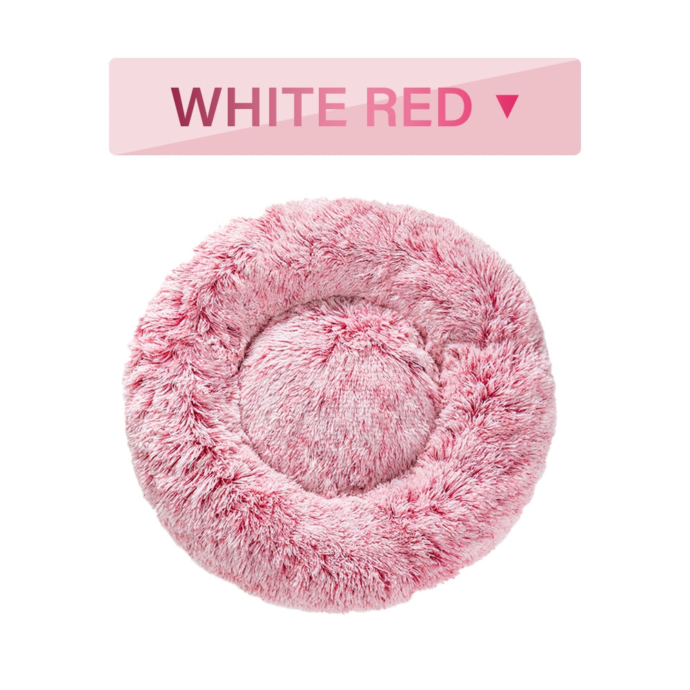 Fluffy Donut Dog Bed Warm Soft Long Plush Pet Cushion Dog House Cat Bed Washable Pet Sofa Mat Calming Samll Large Dog Beds - Pets Crazy Shops