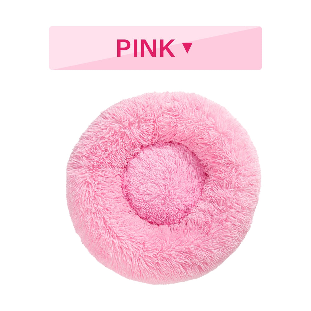 Fluffy Donut Dog Bed  Warm Soft Long Plush Pet Cushion Dog House Cat  Bed Washable Pet Sofa Mat Calming Samll Large Dog Beds - Pets Crazy Shops