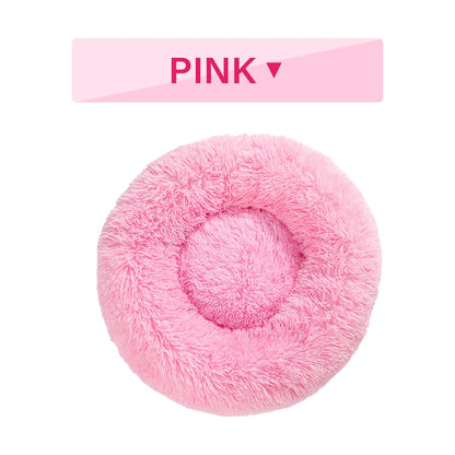 Fluffy Donut Dog Bed  Warm Soft Long Plush Pet Cushion Dog House Cat  Bed Washable Pet Sofa Mat Calming Samll Large Dog Beds - Pets Crazy Shops