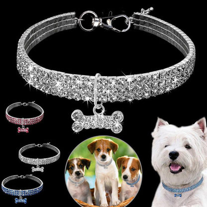 Bling Rhinestone Dog Collar Crystal Puppy Chihuahua Pet Dog Collars Leash For Small Medium Dogs Cats - Pets Crazy Shops