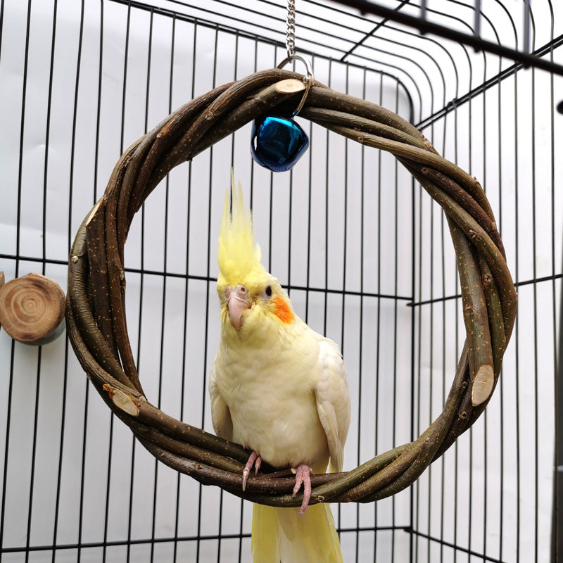 Bird Standing Frame Rattan Ring Chewing Toy Bird Cage - Pets Crazy Shops