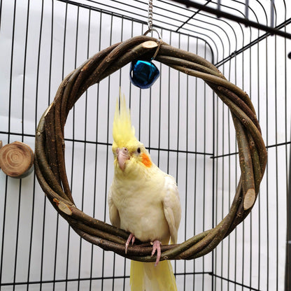 Bird Standing Frame Rattan Ring Chewing Toy Bird Cage - Pets Crazy Shops