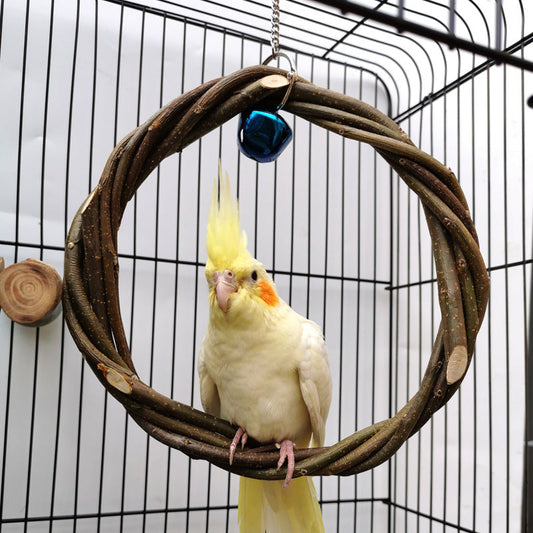 Bird Standing Frame Rattan Ring Chewing Toy Bird Cage - Pets Crazy Shops