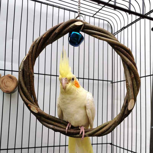 Bird Standing Frame Rattan Ring Chewing Toy Bird Cage  -  - Pets Crazy Shops -