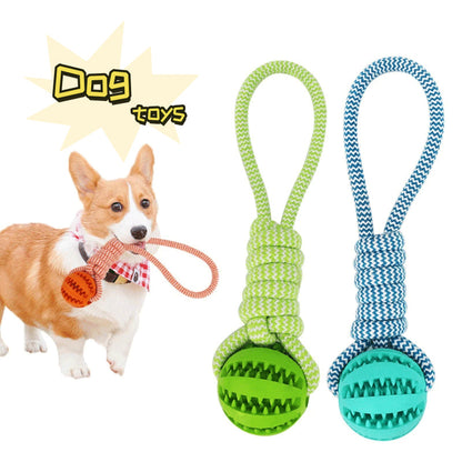Dog Toys Balls Interactive Treat Rope Rubber Leaking Balls For Small Medium Dogs Chewing Bite Resistant Pet Tooth Cleaning - Pets Crazy Shops