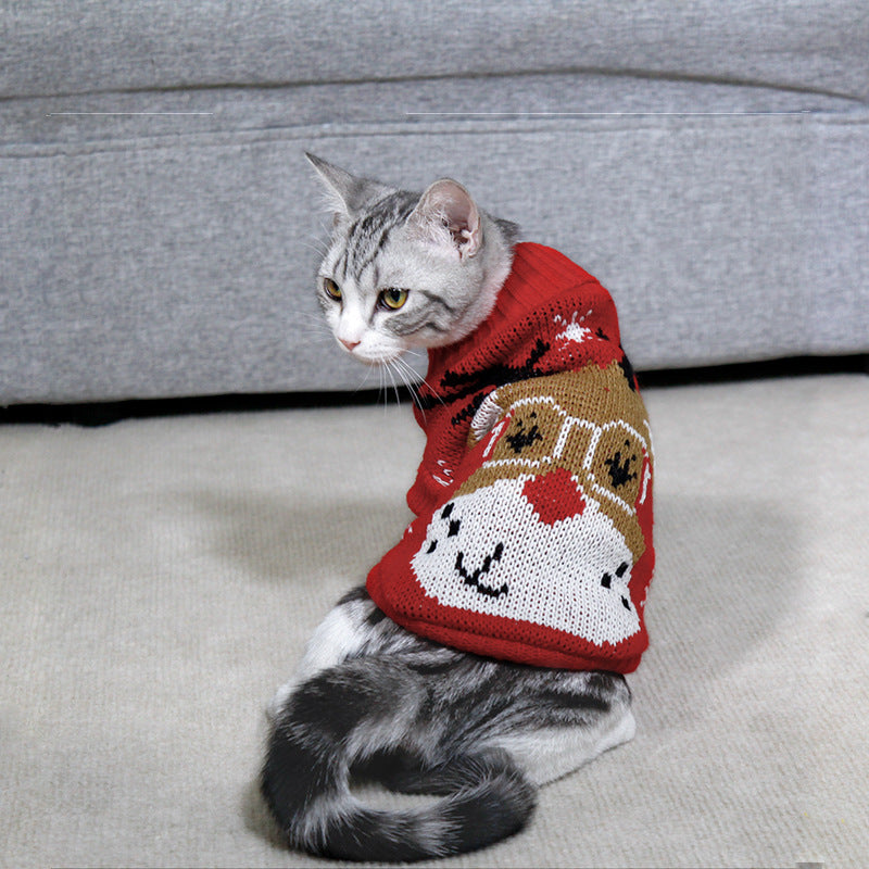 Dog Cat Sweater Pet Christmas Knitting High Collar Clothes - Pets Crazy Shops