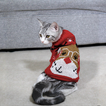 Dog Cat Sweater Pet Christmas Knitting High Collar Clothes - Pets Crazy Shops