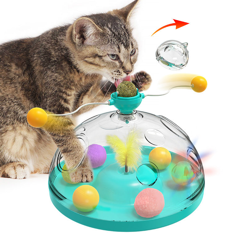 Meows Windmill Funny Cat Toys Interactive Multifunctional Turntable Pet Educational Toys With Catnip Luminous Ball Pinwheel Toys Pet Products - Pets Crazy Shops