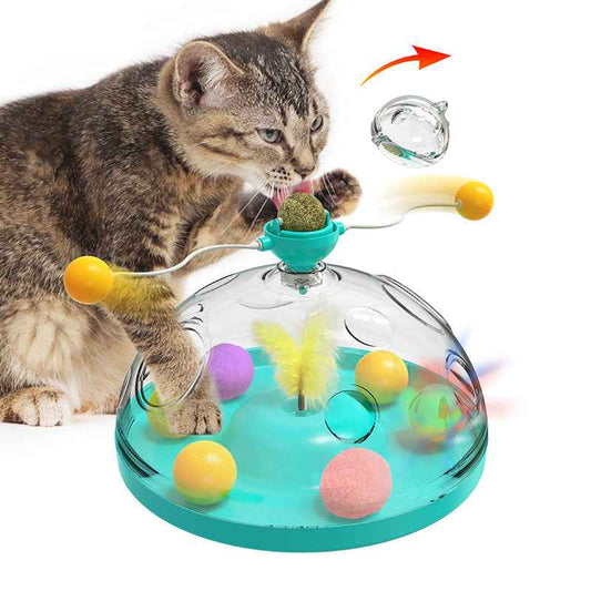 Meows Windmill Funny Cat Toys Interactive Multifunctional Turntable Pet Educational Toys With Catnip Luminous Ball Pinwheel Toys Pet Products  -  - Pets Crazy Shops -