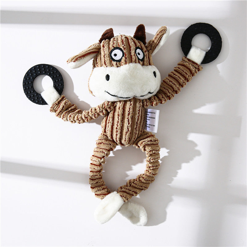 Pet Toy Donkey Shape Corduroy Chew Toy For Dogs Puppy Squeaker Squeaky Plush Bone Molar Dog Toy Pet Training Dog - Pets Crazy Shops
