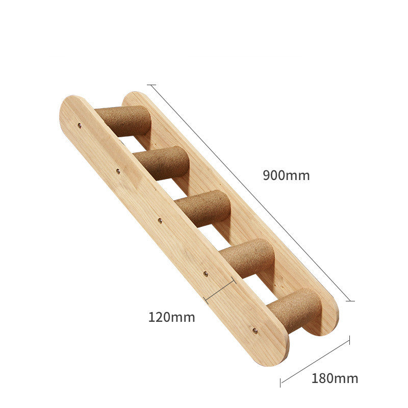 Pet Cat Climbing Frame Wall Type Solid Wood Wall Hanging Platform Ladder Pets Accessories - Pets Crazy Shops