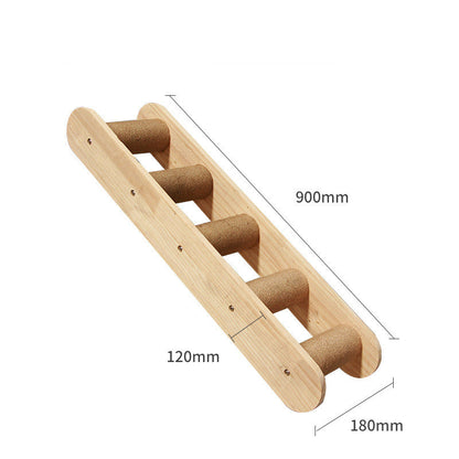 Pet Cat Climbing Frame Wall Type Solid Wood Wall Hanging Platform Ladder Pets Accessories - Pets Crazy Shops