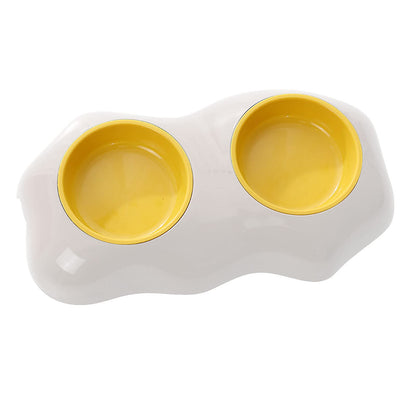 Egg-shaped Pet Bowl Drinking Water Single Bowl Double Bowl Dog Bowls Cute Pet Feeding Bowl Egg Yolk Shaped Food And Water Elevated Bowl Feeder - Pets Crazy Shops
