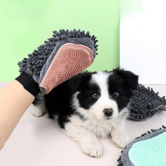 Pet Bathing Brush 2-in-1 Grooming Glove Elegant Dog Grooming Tool For Brushing, Massaging, And Drying Pet Grooming Kit For Dog Cat 2-Sided Bathing Brush Cleaning Massage Glove - Pets Crazy Shops