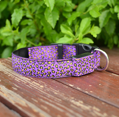 LED Dog Collar Safety Adjustable Nylon Leopard Pet Collar - Pets Crazy Shops
