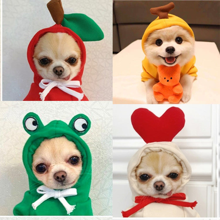 Fruit Dog Clothes Two-legged Hooded Outfits Green Fleece Clothing Autumn Winter Hoodies - Pets Crazy Shops