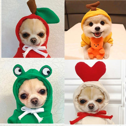 Fruit Dog Clothes Two-legged Hooded Outfits Green Fleece Clothing Autumn Winter Hoodies - Pets Crazy Shops