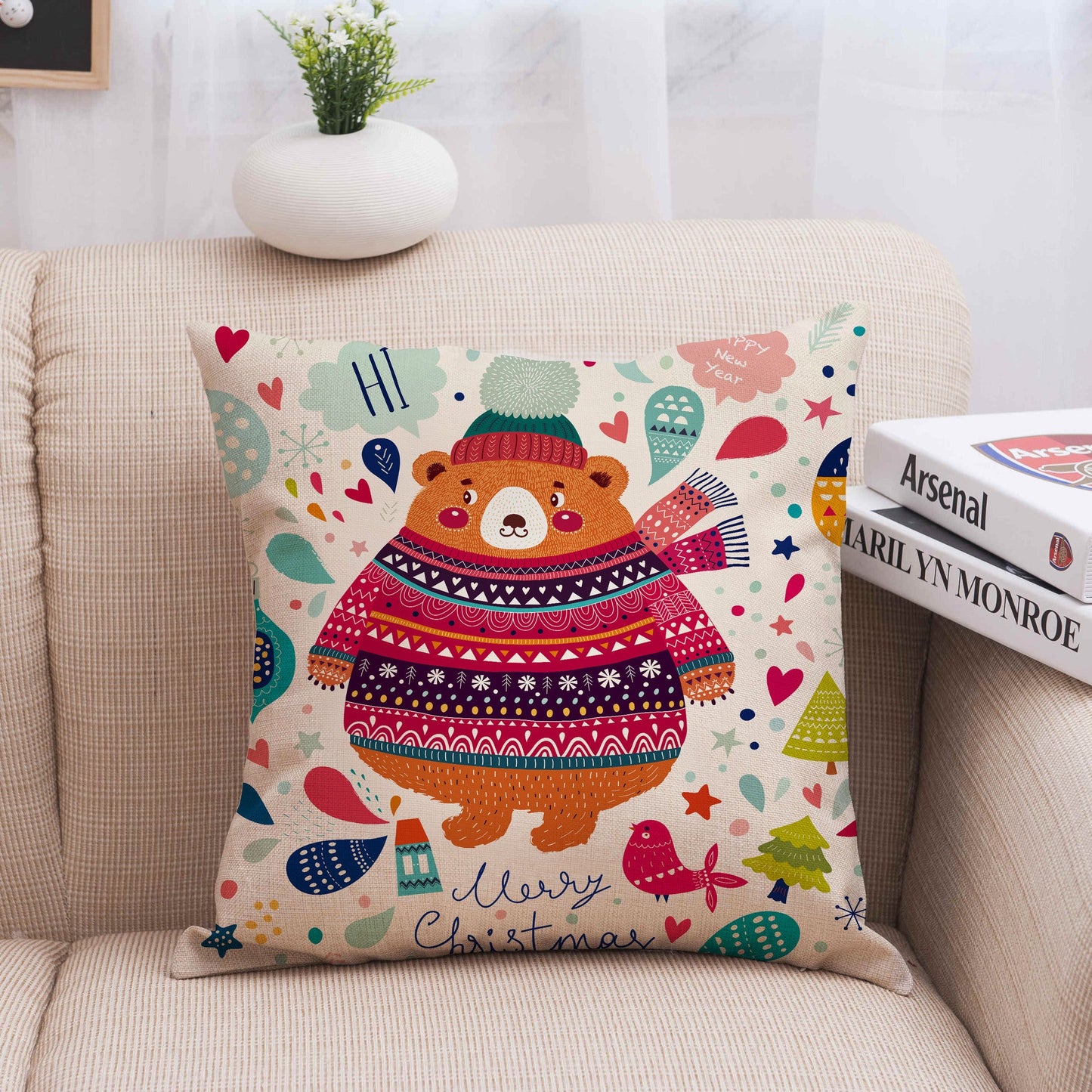 Christmas linen pillowcase - Pets Crazy Shops