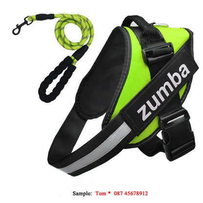 Personalized Reflective Breathable Adjustable Dog Harness and Leash Set - Pets Crazy Shops