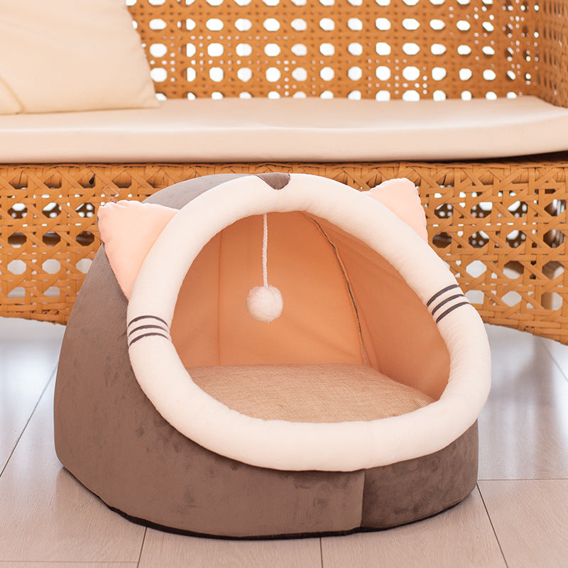 Pet cat litter closed cat litter kennel winter plus velvet - Pets Crazy Shops