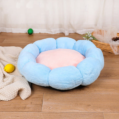 Autumn Winter Plus Velvet Thick Round Flower Cat Litter Kennel - Pets Crazy Shops