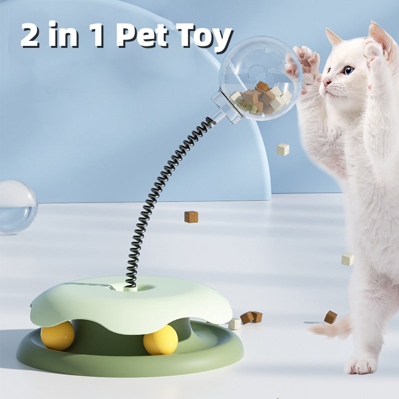Cat Leakage Food 2 In 1 Toys Turntable Ball Toys Kitten Funny Cat Training Spring Ball Cat Supplies Pet Products - Pets Crazy Shops