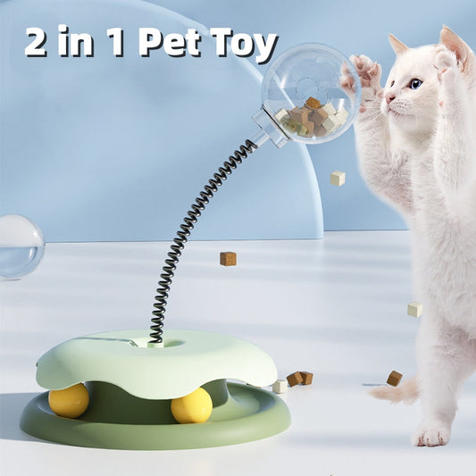 Cat Leakage Food 2 In 1 Toys Turntable Ball Toys Kitten Funny Cat Training Spring Ball Cat Supplies Pet Products - Pets Crazy Shops