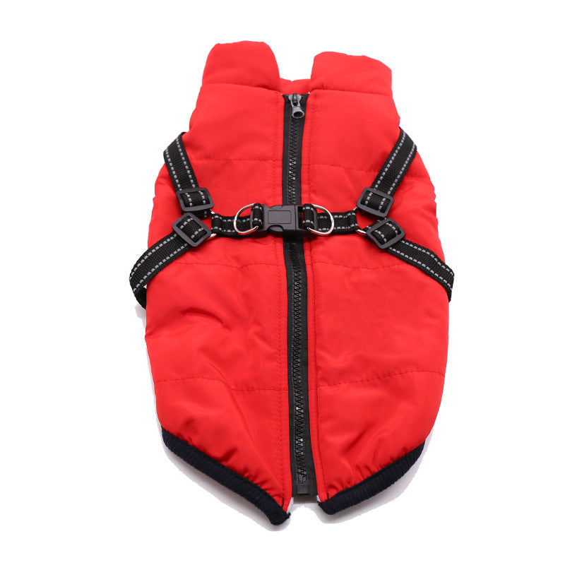 Pet Clothes Winter Dog Cotton Coat Chest Back Integrated Cotton Vest - Pets Crazy Shops