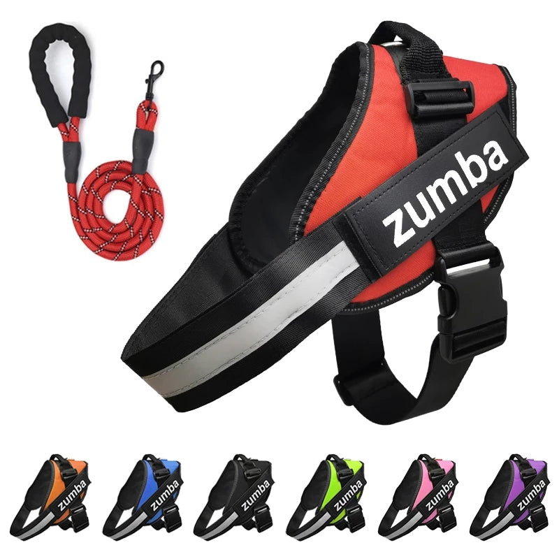 Personalized Reflective Breathable Adjustable Dog Harness and Leash Set - Pets Crazy Shops