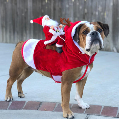 Dog Christmas Clothes Santa Claus Riding Deer - Pets Crazy Shops