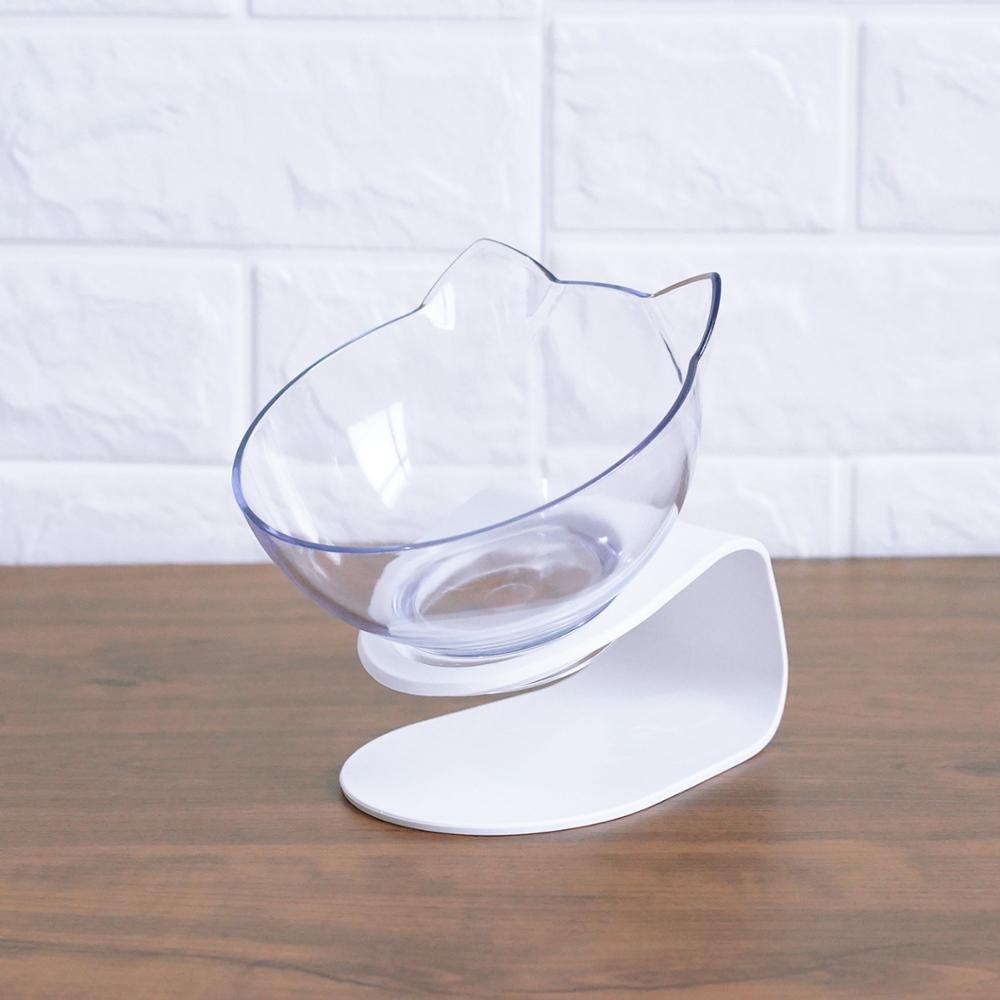 New Inclined Food Cat Ear Oblique Mouth Transparent Single Pet Bowl - Pets Crazy Shops