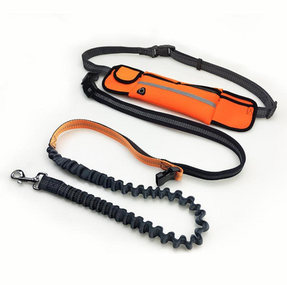 Hands-Free Dog Running Leash with Waist Pocket Adjustable Belt Shock Absorbing Bungee - Pets Crazy Shops