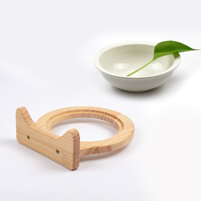 Pet Supplies Ceramic Bowl Solid Wood Stand - Pets Crazy Shops