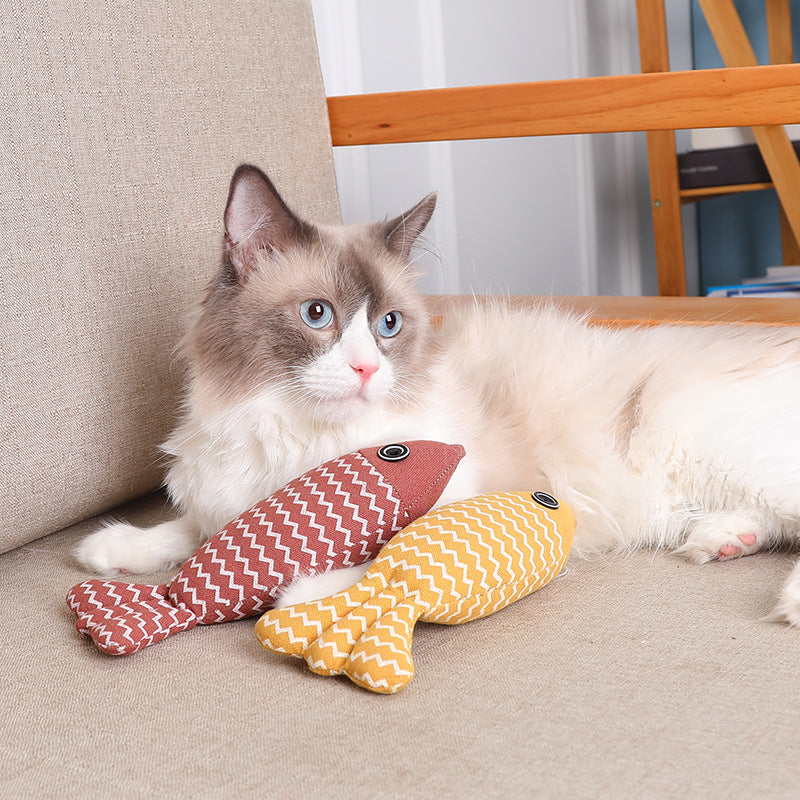 Cat Toy Funny Cat Linen Fish Pillow Self-hey Cat - Pets Crazy Shops