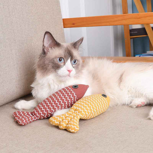 Cat Toy Funny Cat Linen Fish Pillow Self-hey Cat  -  - Pets Crazy Shops -