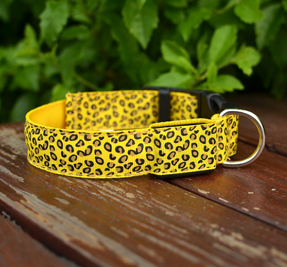 LED Dog Collar Safety Adjustable Nylon Leopard Pet Collar - Pets Crazy Shops