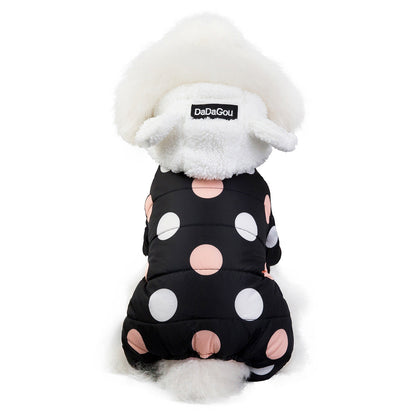 Warm big polka dot four-leg cotton coat - Pets Crazy Shops