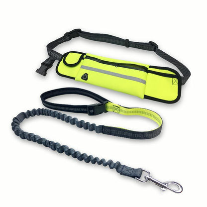 Hands-Free Dog Running Leash with Waist Pocket Adjustable Belt Shock Absorbing Bungee - Pets Crazy Shops