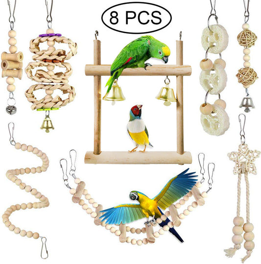 Parrot Chewing Toy Bird Toy Log Swing Set Of 8 - Pets Crazy Shops
