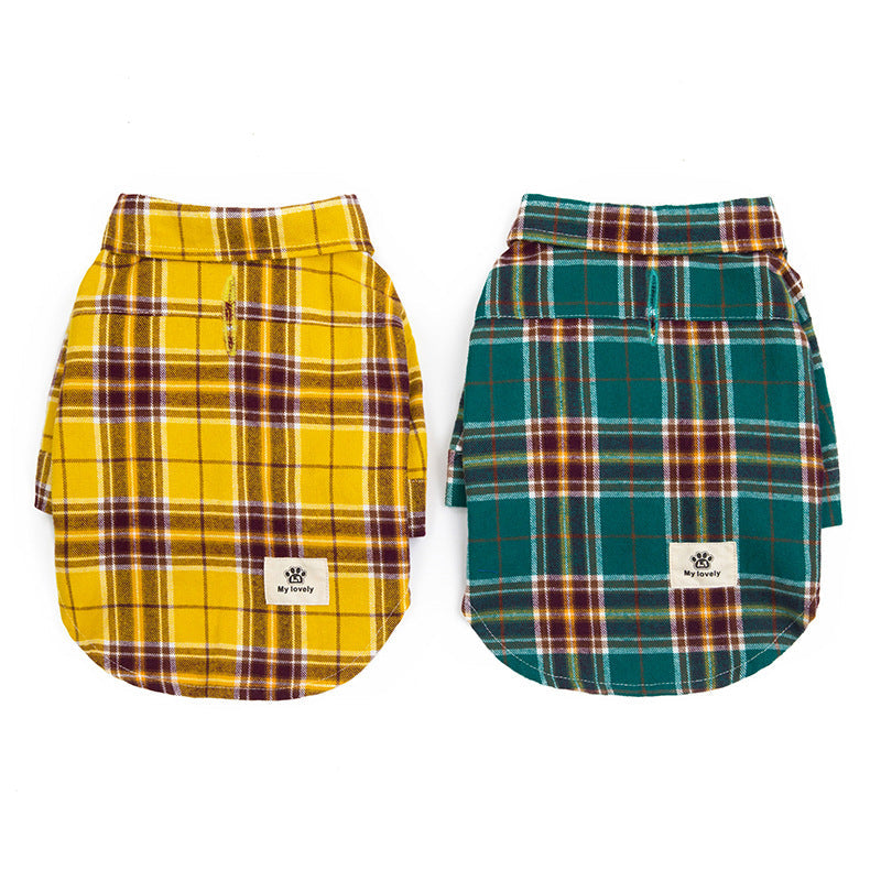 Pet Leisure Plaid Shirt Pet Clothes Shirt - Pets Crazy Shops