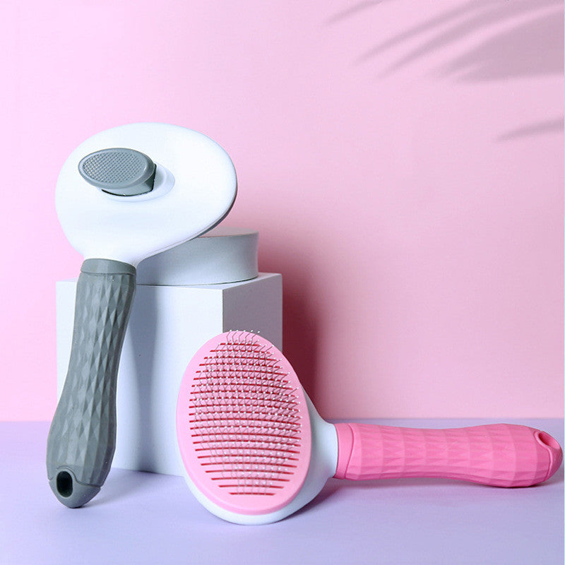 Cat Self-Cleaning Comb Stainless Steel Dog Comb Hair Brush One Key To Remove Floating Artifact - Pets Crazy Shops