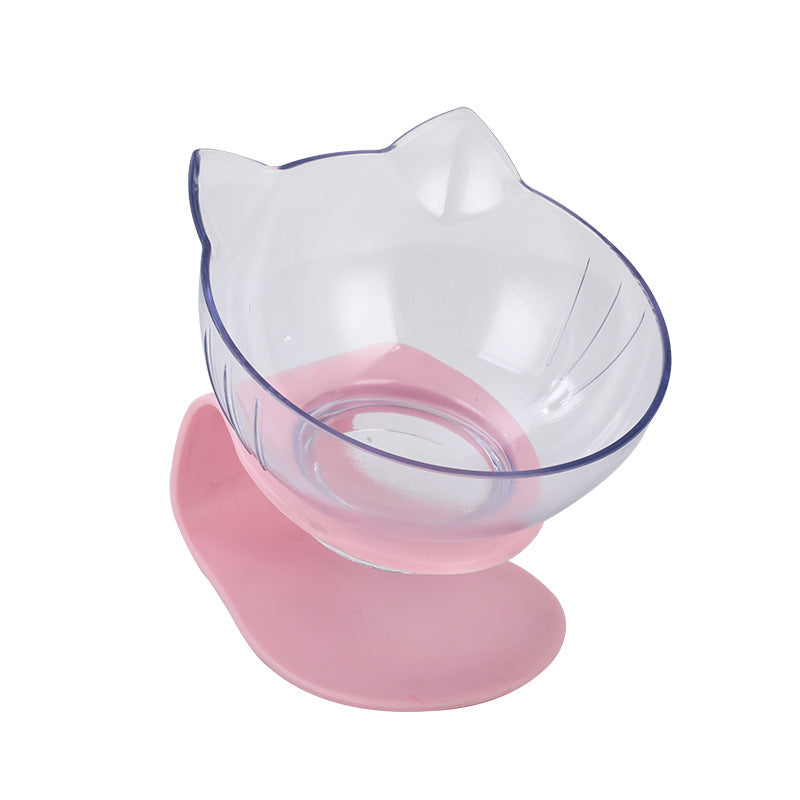 New Inclined Food Cat Ear Oblique Mouth Transparent Single Pet Bowl - Pets Crazy Shops